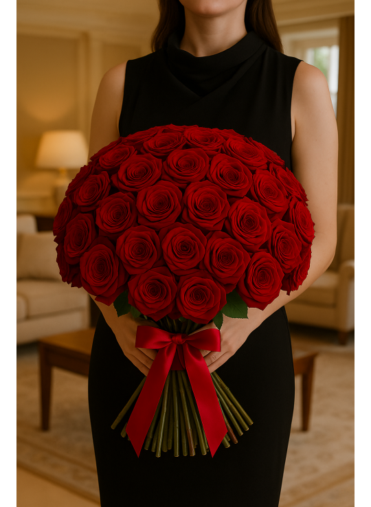 Розкішний букет з 35 троянд Red Naomi